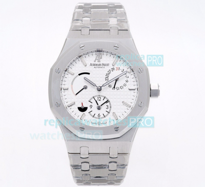 Swiss Replica Audemars Piguet Royal Oak Dual Time 26120ST Stainless Steel White Dial 41MM